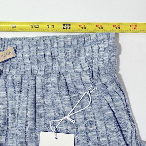 Calme x Johnny Was Women’s Cozy Wide Leg Pant Blue Ribbed Pockets Tie Waist M - Picture 4 of 7